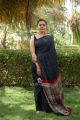 Navy Blue Gajji Silk Ajrakh Bandhani Saree | Kutchi Handcraft