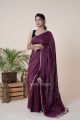 Classy Plum Purple Bandhni Saree with Rai Bandhej