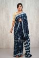 Cotton silk Shibori saree-Peacock Blue