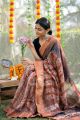 Orange and blue maheshwari silk ajrakh saree