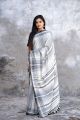 White and black kala cotton saree