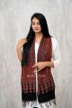 Maroon and blue cotton silk ajrakh block print stole