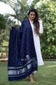 Navy Blue Kutch Handwoven Shawl with Zari Motifs & Mirror Embroidery