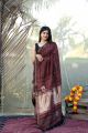 Red Chanderi silk lagdi patta sareee with Ajrakh