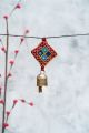 Kutch Art Keychain with Iron Copper Bell and Embroidered Patch