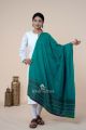 Teal Green Handwoven Cotton Dupatta | Authentic Kutch Weave
