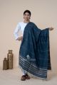 Navy Blue Cotton Silk Handwoven Dupatta | Organic Handloom