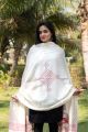  white and Red Intricate Hand Weaving Pure Wool Kutch Shawl