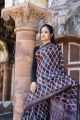 Handblock ajrakh blue pure modal silk saree