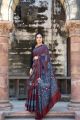 Gorgeous handblock print red ajrakh modal silk saree