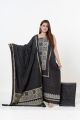 Charcoal Black Geometric 3-Piece Modern Comfort Hand-Block Ajrakh Suit