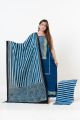 Azure Stripe Airy Summer Ajrakh Set