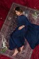 Indigo Blue Gajji Silk Bandhani Saree with round design in pallu