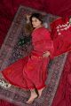 Royal Red Gajji Silk Bandhani with white Border