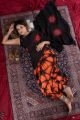 Orange & Black Clamp Dye Exclusive Bandhani Saree