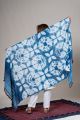 Cotton Clamp-Dyed Handwoven Dupatta in Deep Blue