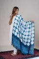 Handloom Cotton Clamp Dye Dupatta – Blue Artistic Pattern
