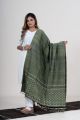 Kutch Handwoven Merino Wool Shawl with Tussar Silk Motifs – Sage Green Elegance