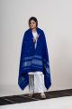 Royal Blue Kutch Handwoven Shawl with Zari & Mirror Embellishments