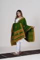Green Kutch Handwoven Shawl with Mirror Work & Traditional Motifs