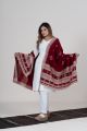 Maroon Kutch Shawl with Handwoven Motifs & Mirror 