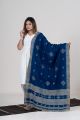 Blue Kutch Handwoven Shawl with Mirror Accents & Motif Details