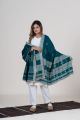 Turquoise Blue Kutch Shawl with Mirror Work & Artistic Motifs
