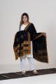 Black Kutch Handwoven Shawl with Mirror Work & Heritage Motifs