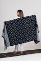 Black & White Kutch Handwoven Checked Shawl with Traditional Motifs