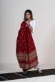 Red Kutch Handwoven Shawl with Checks & Motif Weaving