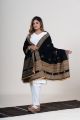 Classic Black Chomukh Shawl with Authentic Kutch Motifs