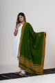 Green Chomukh Handwoven Shawl with Traditional Kutch Design