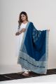 Turquoise Blue Kutch Handwoven Shawl with Center Butta & Mirror Motifs