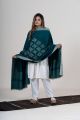 Teal Blue Kutch Shawl with Handwoven Center Butta & Mirror Motifs