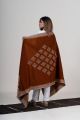 Rust Kutch Handwoven Shawl with Central Butta & Mirror Detailing