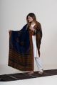 Navy Blue Kutch Handwoven Woolen Shawl with Corner Mirrors & Scattered Buttas