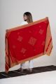 Red Kutch Woolen Shawl with Mirror Embellished Corners & Scattered Buttas