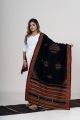 Black Kutch Handwoven Woolen Shawl with Corner Mirrors & Scattered Buttas