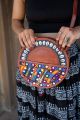 Trendy Traditional Kutch Embroidered Leather Sling Bags with Sea Shells