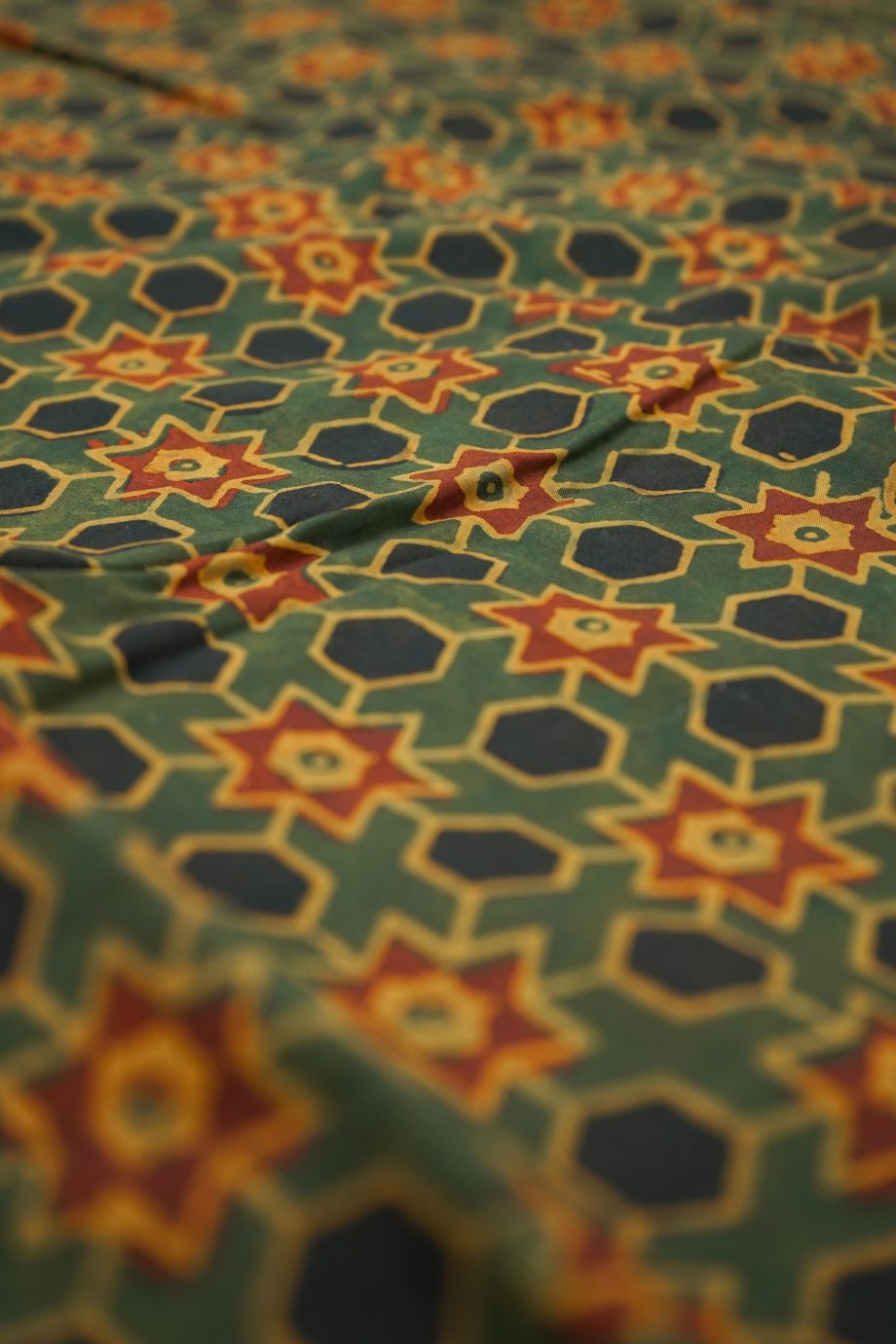Ajrakh Hand Block Print Natural Dye Cotton Fabric