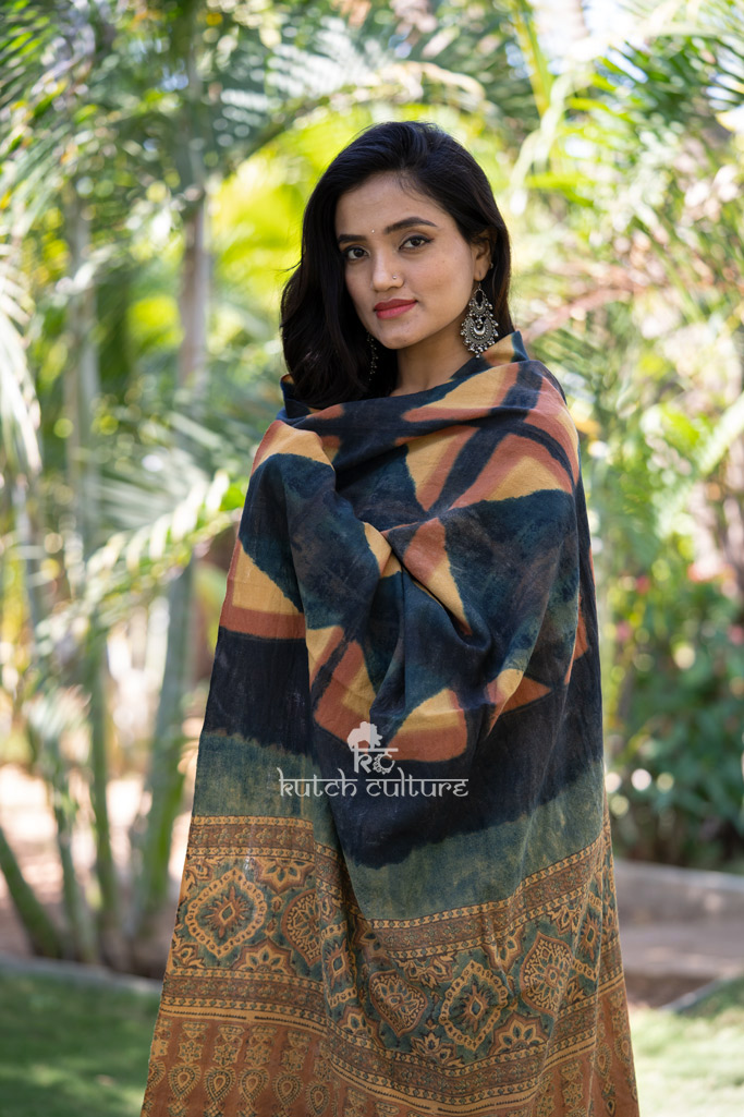 Designer ajrakh winter shawl
