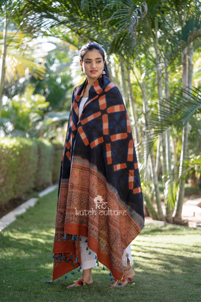 Designer ajrakh shawl