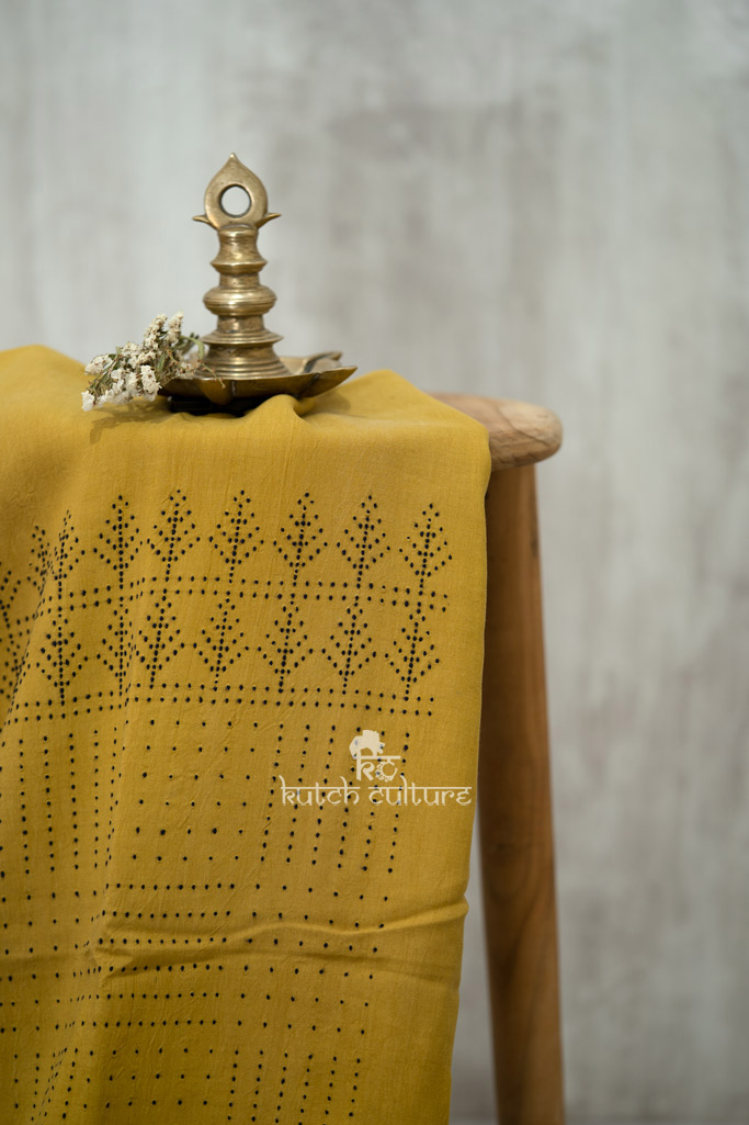 Yellow tangaliya cotton kurta fabric