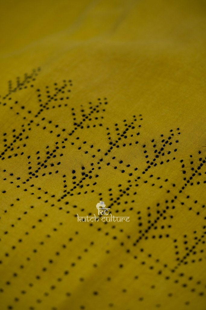 Yellow tangaliya cotton kurta fabric