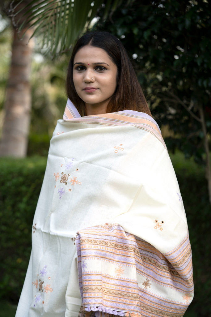 Pastel handwoven woolen shawl for women