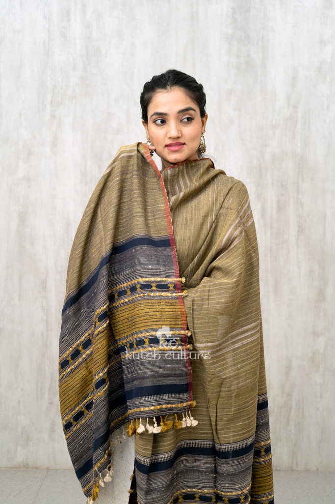 Designer tusser Silk Kutch Hand Weaving Dupatta