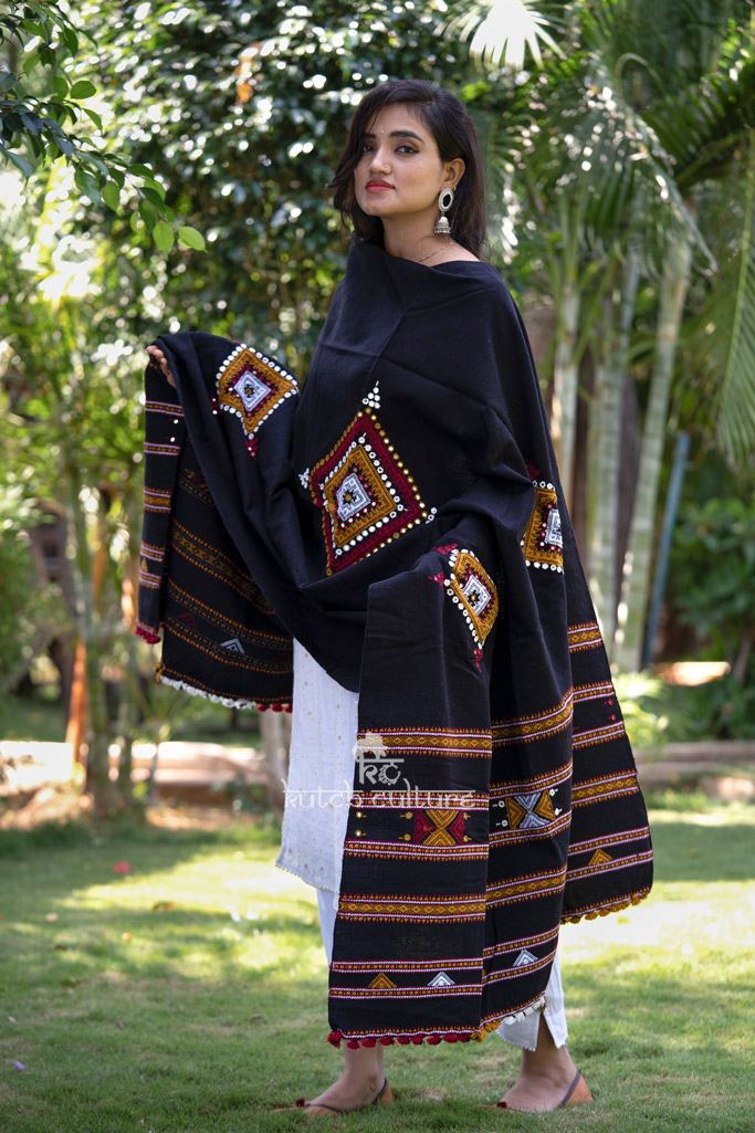 Black designer handwoven wedding shawl