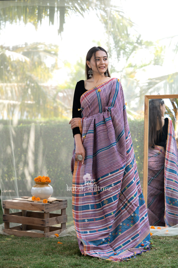 Designer cotton tussar silk saree