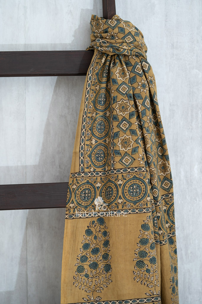 Blue and mustard soft cotton dress material online