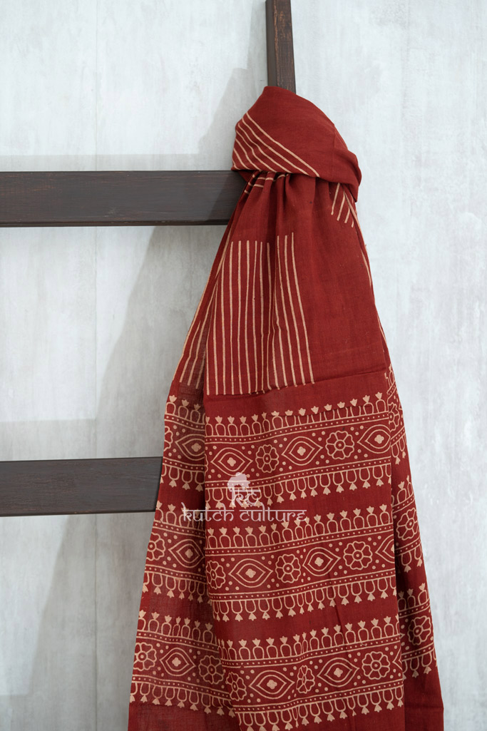 Black and red cotton kurta set with dupatta